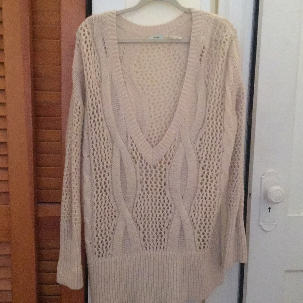 Knit oversized sweater with deep v